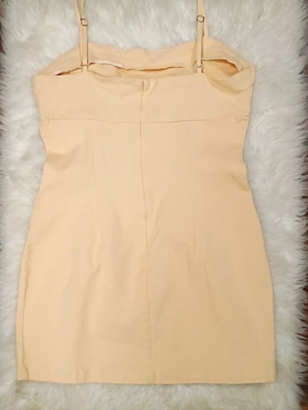 Avec Les Filles Size 12/14 Peach Square Neck Stretchy Mini Dress  Adjustable - Picture 7 of 13